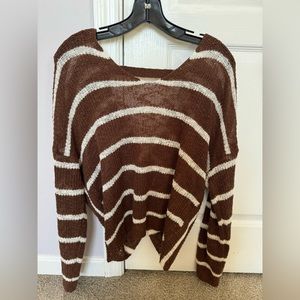 Brown and white long sleeve sweater